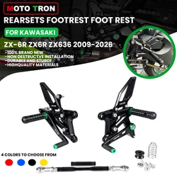 MOTO TRON Motorcycle CNC Adjustable Rear Set Rearsets Footrest Foot Rest For KAWASAKI ZX6R ZX-6R ZX636 2009-2026