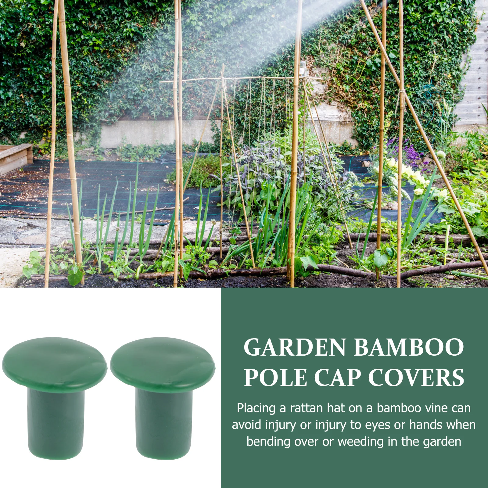 

36pcs Plant Support Hat Cane Caps Protective Covers for Garden Bamboo Stick Tops Safety Green Plastic Corner Protectors