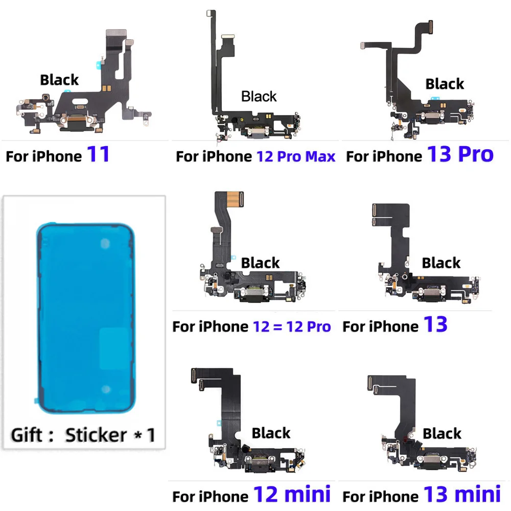 OEM Bottom USB Mic Board Dock Charger Charging Connector Port Flex Cable For iPhone 13 12 11 Pro Max Plus mini with Sticker