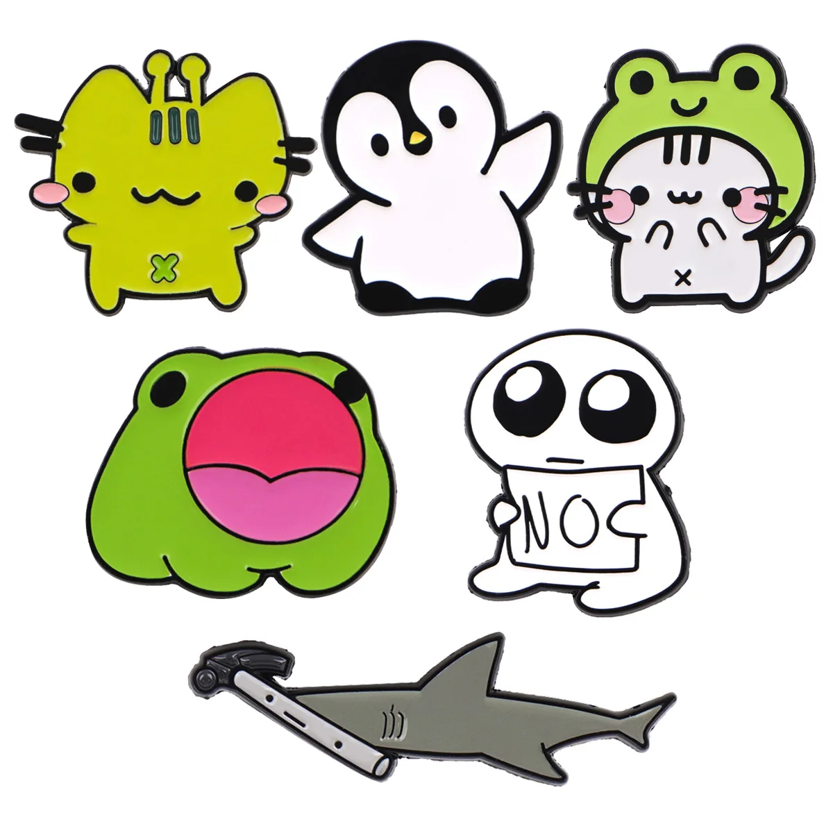 Mix 6 teile/satz Nette Alien Katze Emaille Pin Pinguin Metall Brosche Rucksack Hut Tasche Kragen Revers Abzeichen Mode Schmuck Sammlung geschenk
