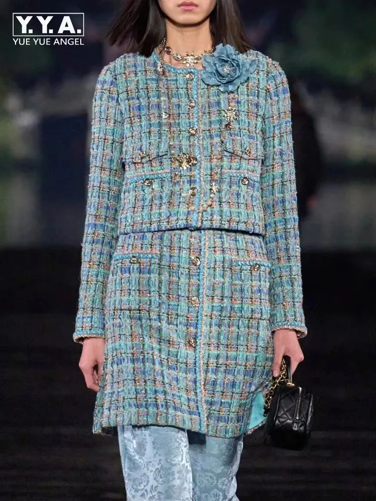 

Элегантная женская твидовая куртка с длинным рукавом, однобортное клетчатое короткое пальто, весна-осень, офисная женская дизайнерская модная верхняя одежда