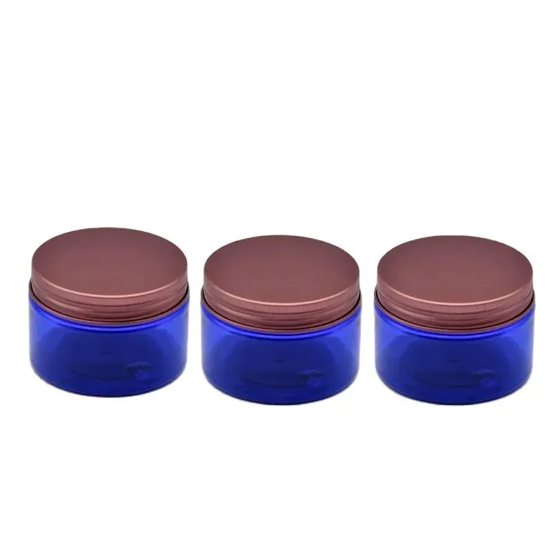 22Pcs Refill Bottle Clear Blue Cream Container Bronze Lid 100ml 120ml 150ml 200ml 250ml Empty Plastic PET Pots Cosmetic Jars