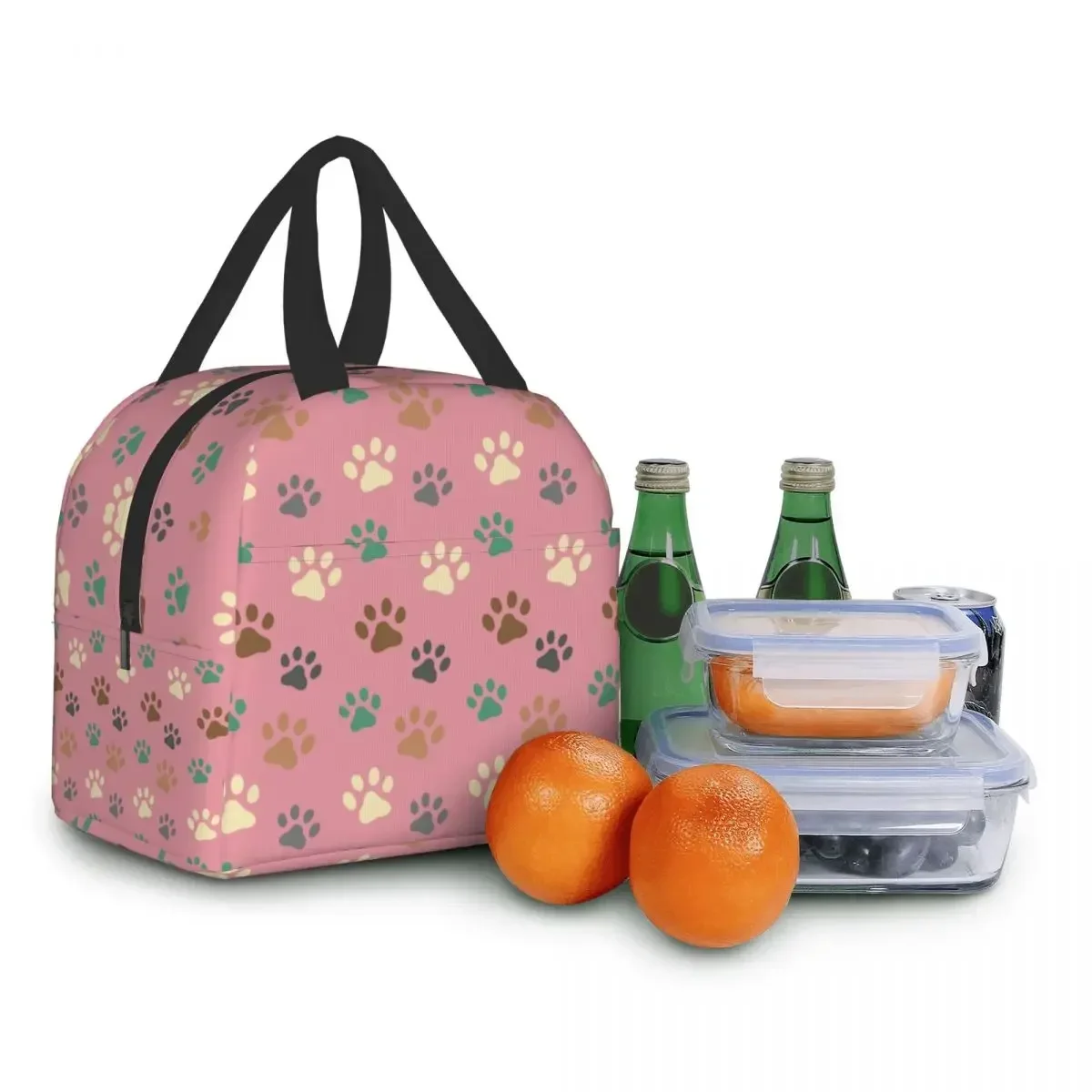 Fiambrera térmica reutilizable con estampado de pata de perro para mujer, bolsa de almuerzo aislante con huella de Animal, Enfriador de alimentos, niños, escuela