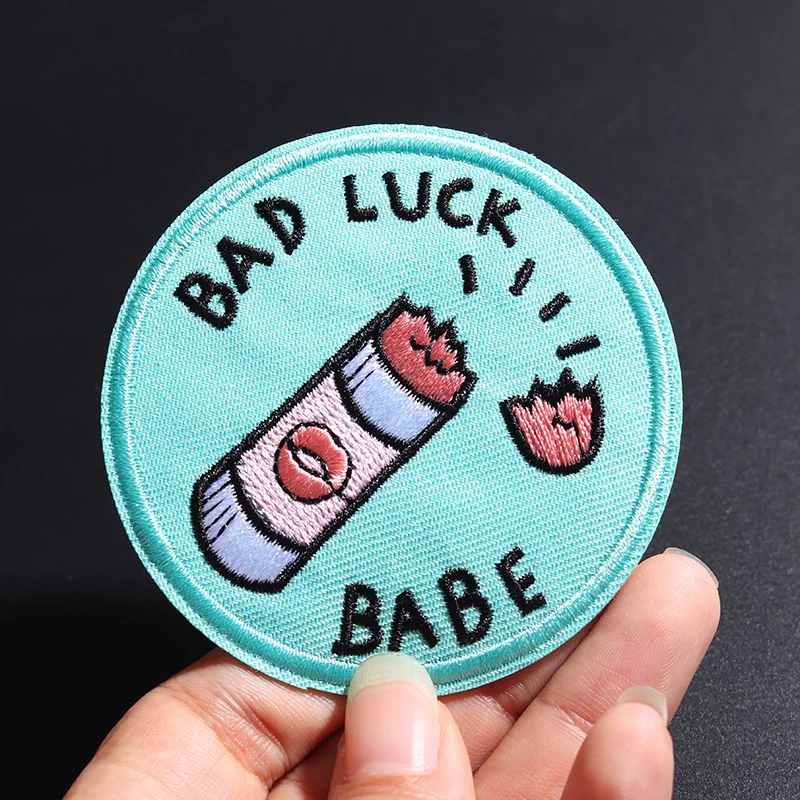 Bad luck babe Size:7.2x7.2cm Cloth Embroidered Applique Sewing Clothes Apparel Accessories