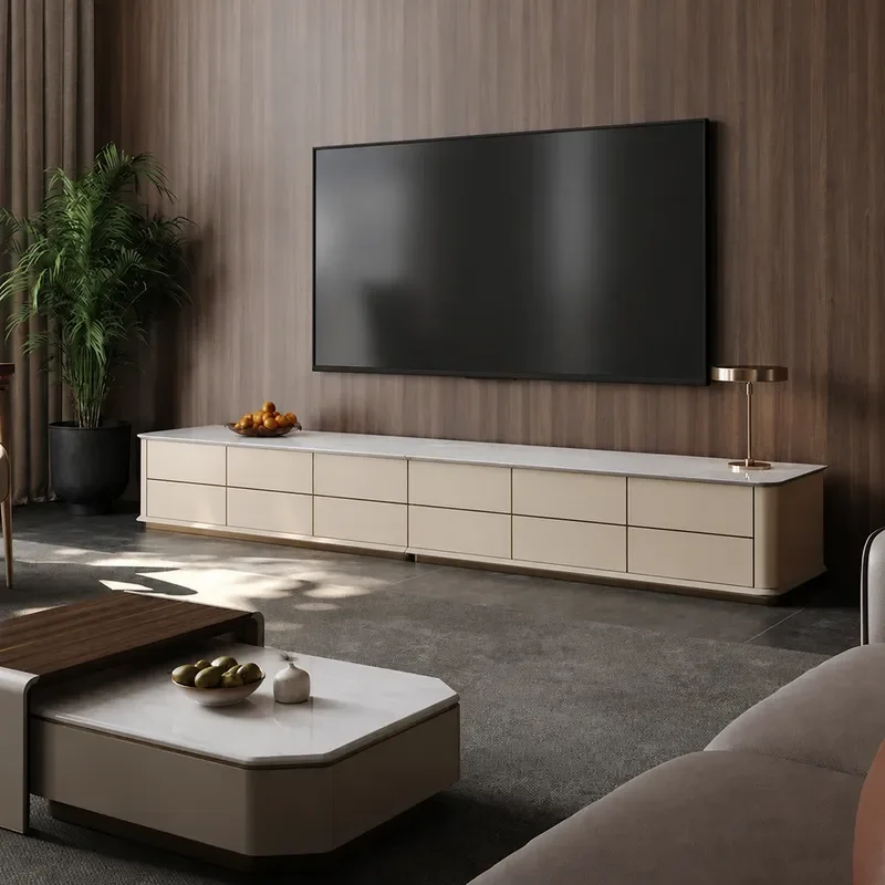 Light Luxury TV Cabinet High End Living Room Storage Italian Minimalist Extended Floor Standing Media Console for Home
