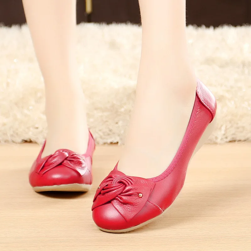 Shoes For Women Leather Ballet Flats Women Shoes Spring Casual Ballerina Shoes Shallow Slip On Ladies Loafers женская обувь