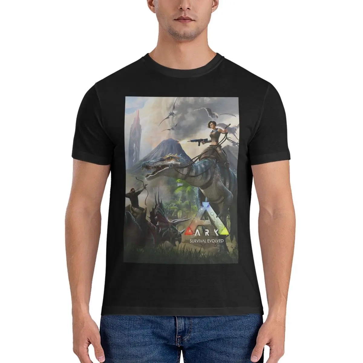 Artwork Gaming New Men T Shirt Ark Survival Evolved Game Vintage Tee Shirt Short Sleeve Round Collar T-Shirt Pure Cotton