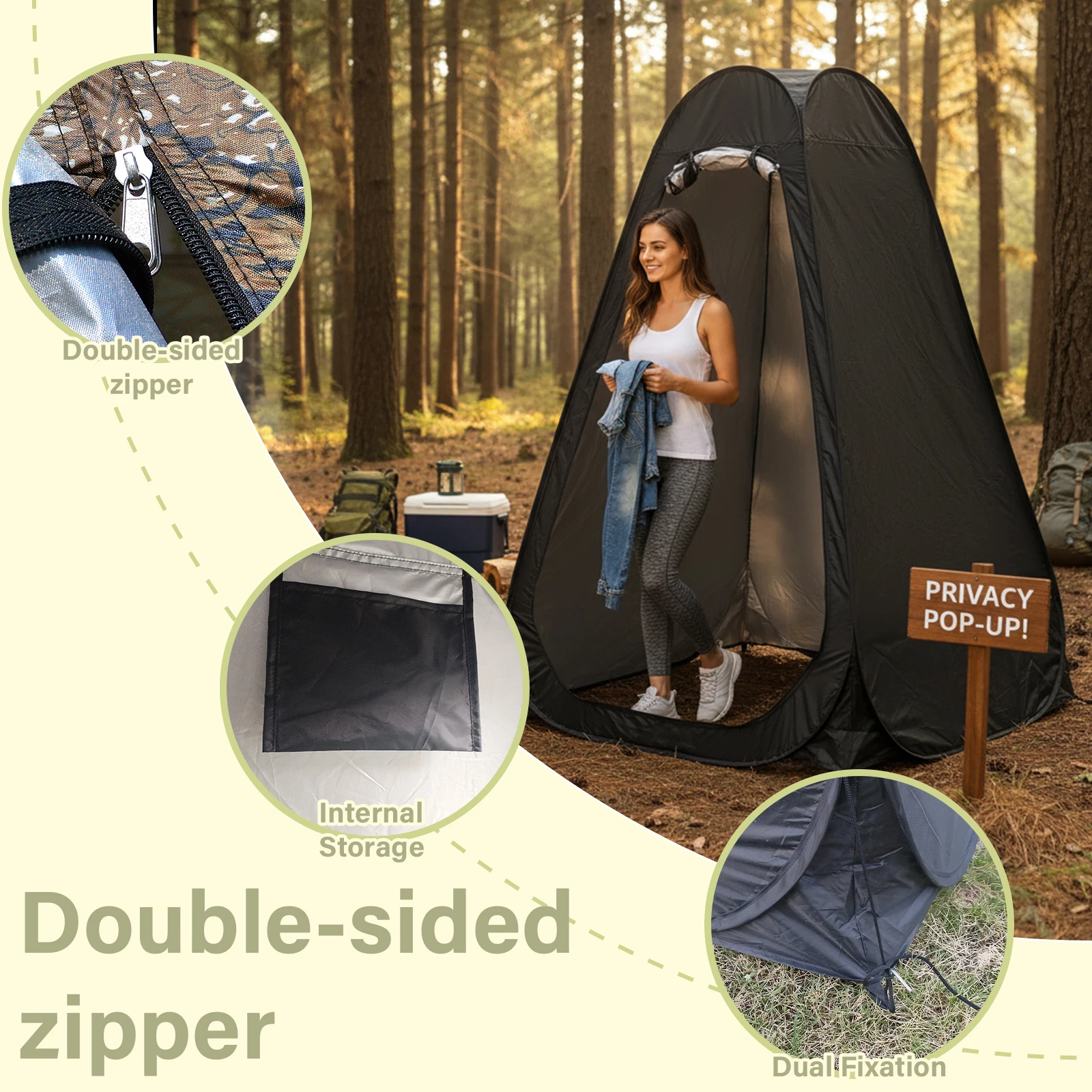 Portable Pop-Up Privacy Tent Outdoor Shower Tent Foldable with Storage Bag Easy Setup for Beach Camping Ideal for Outdoor Use image 3