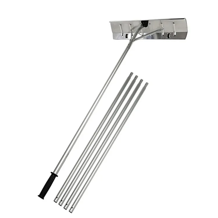 Manufacturer wholesale roof snow scraping snow raking aluminum alloy shovel adjustable snow scraping shovel with wheels