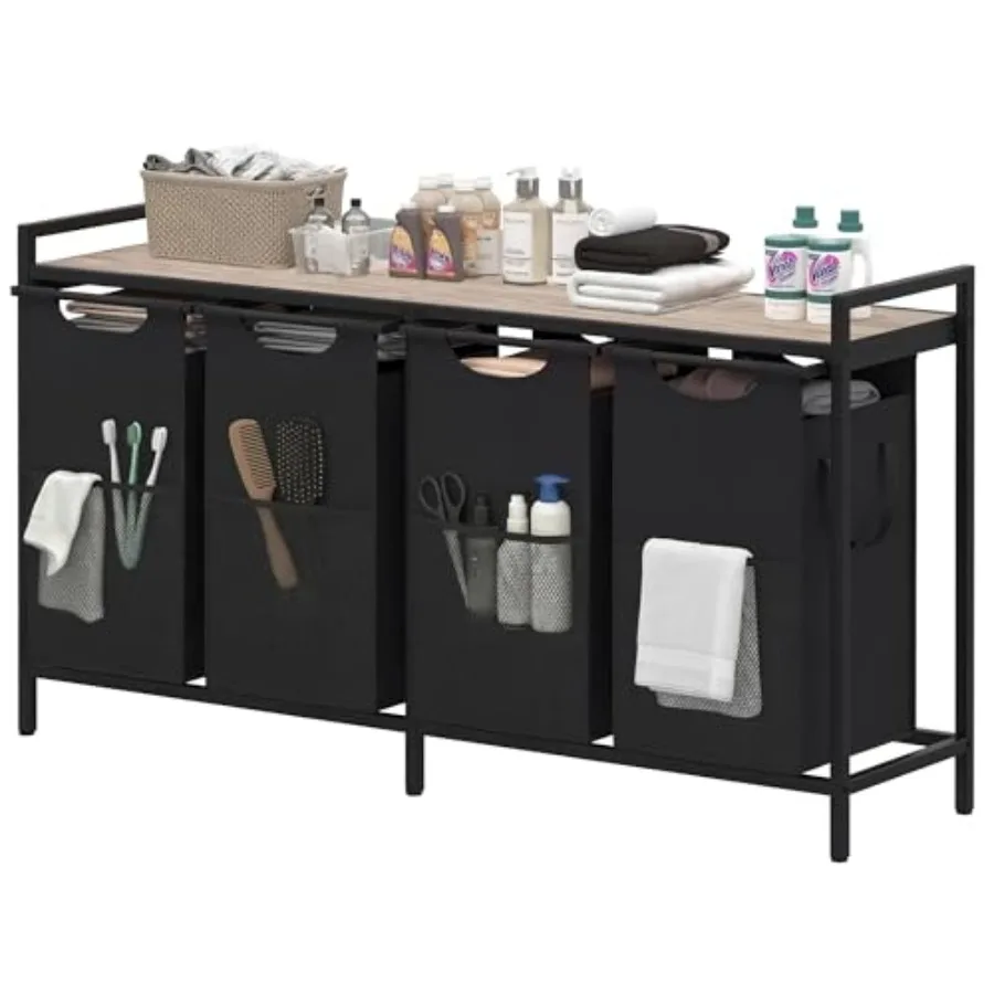 Laundry Hampers 4 × 15Gal 228 L Laundry Basket with Large Desktop Sorter for Laundry Room organization Bathroom and Dorm Laundr