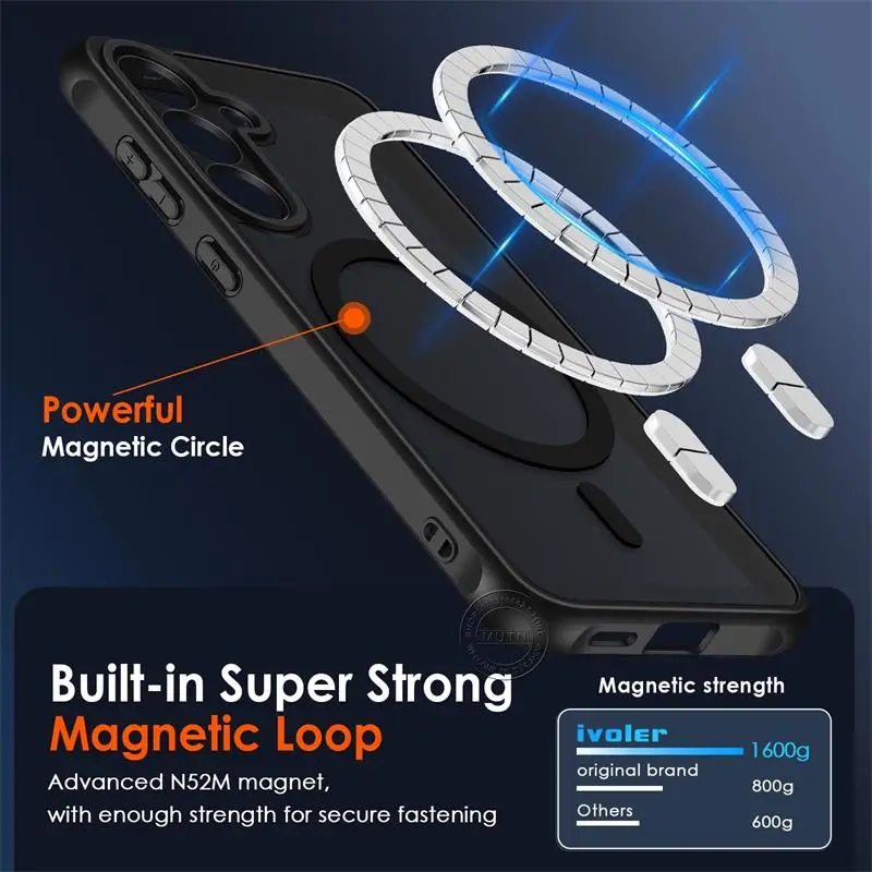 Magnetic Case For Magsafe Samsung Galaxy S25 S24 S23 S22 S21 FE Ultra Plus A07 A17 A05 A06 A14 A15 A16 A26 A35 A36 A54 A55 A56 - náhled 4