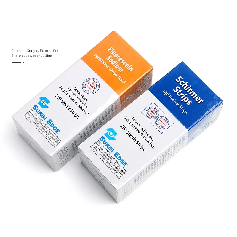 Tear secretion test strips Sodium fluorescein test strips Artificial tear test filter strips Ophthalmic test strips