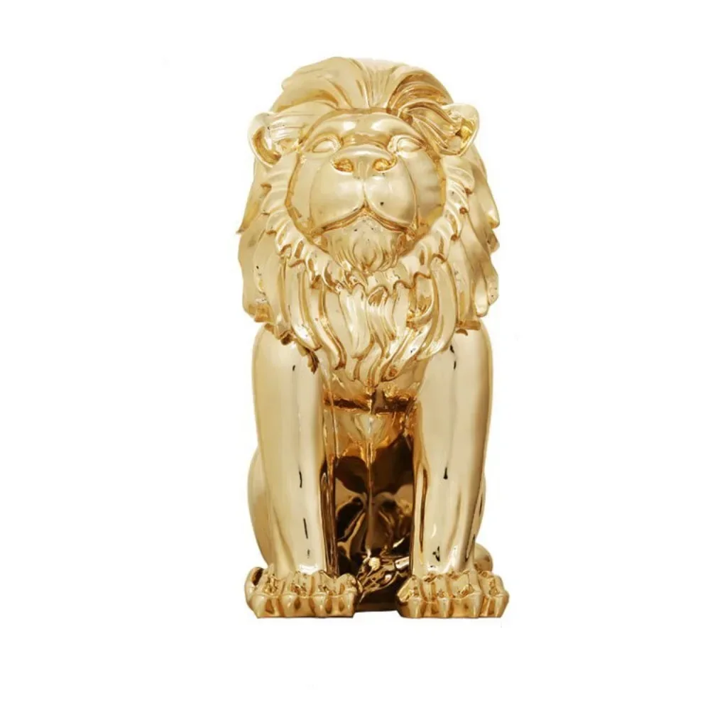 Lion luxury cartoon style polyresin handicrafts living room home accessories house decoration gold medium lion statue