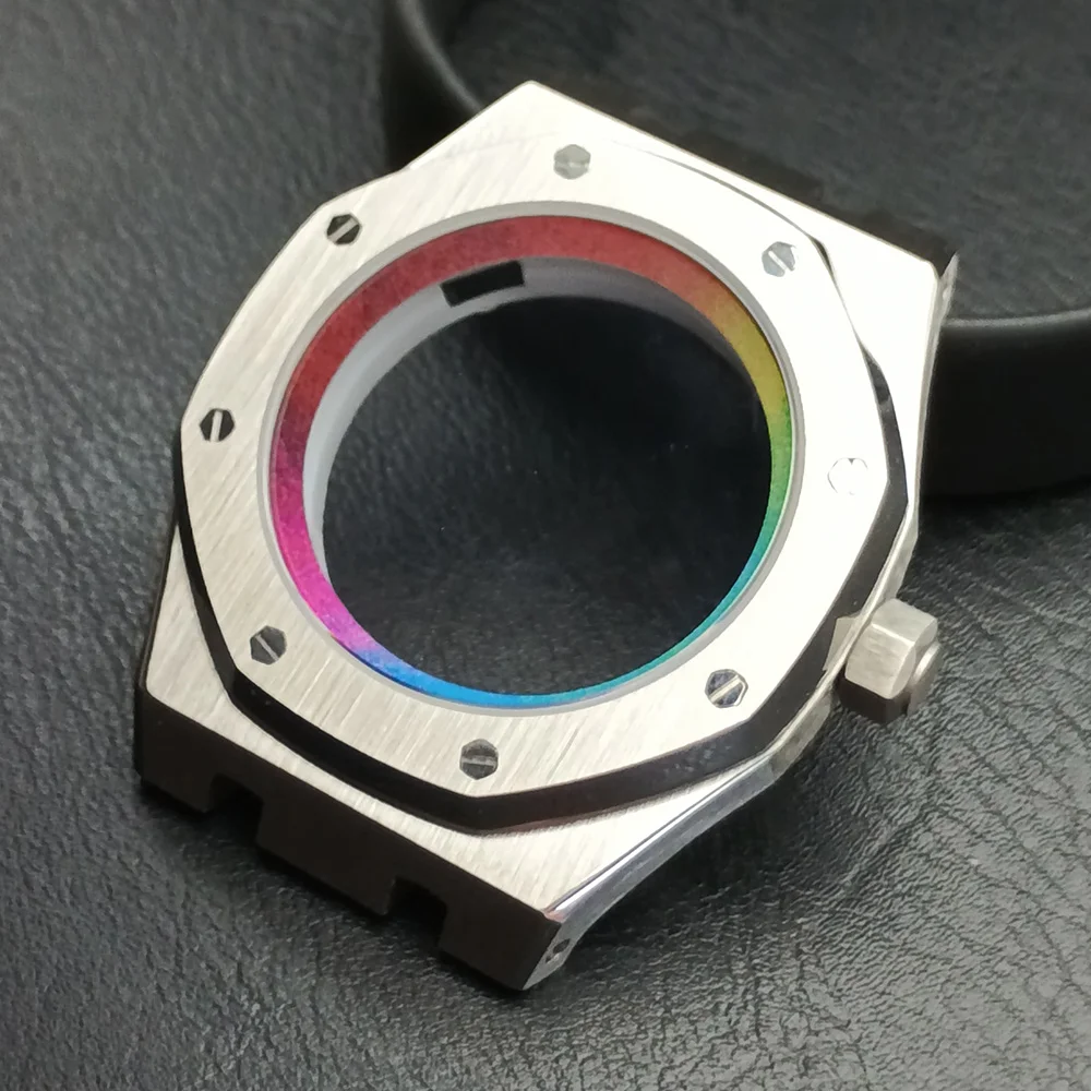 NH35 Slivery Steel Case Men's Watches Case Fit NH34 NH35 NH36 Movement Case Sapphire Glass Watch Box 28.5mm Dial