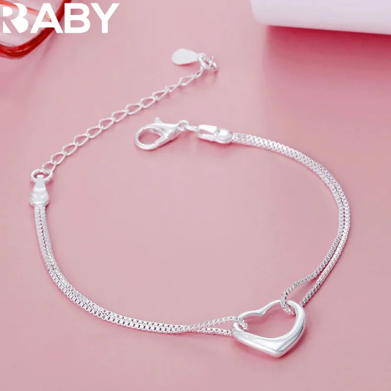 

Hot fine 925 Sterling Silver romantic heart bracelets for women fashion designer party wedding Accessories Jewelry holiday gifts