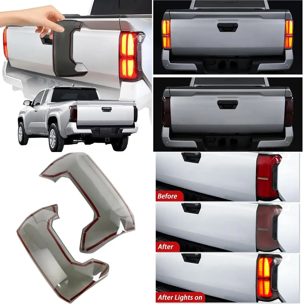 

Smoked Black Taillight Covers for 2024-2025 Toyota Tacoma, Custom 2-Piece Set, Easy Peel & Stick Installation