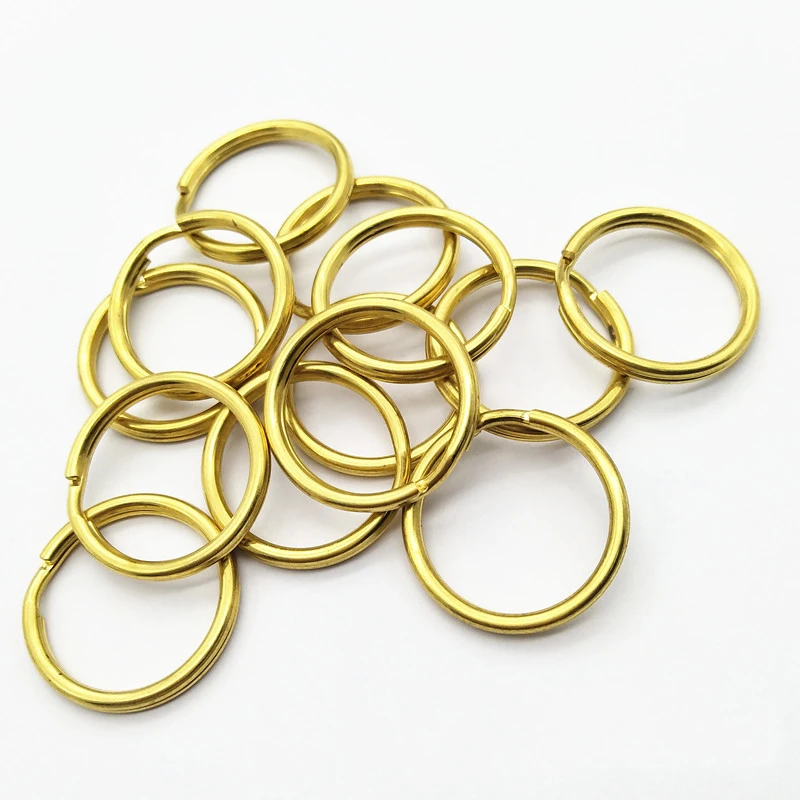 Solid Brass Split Rings Double Loop Keyring 10-35mm Keychain Keys Holder DIY Leather Craft hardware