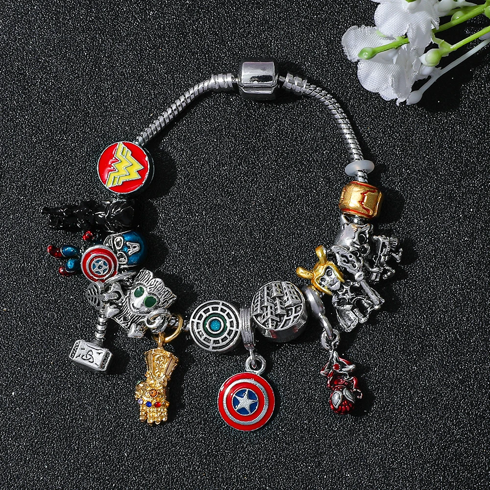 Disney Cartoon Marvel Bracelet Classic Fashion Anime Pendant Accessories for Best Friend Superheroes Pendant Bracelet Gifts