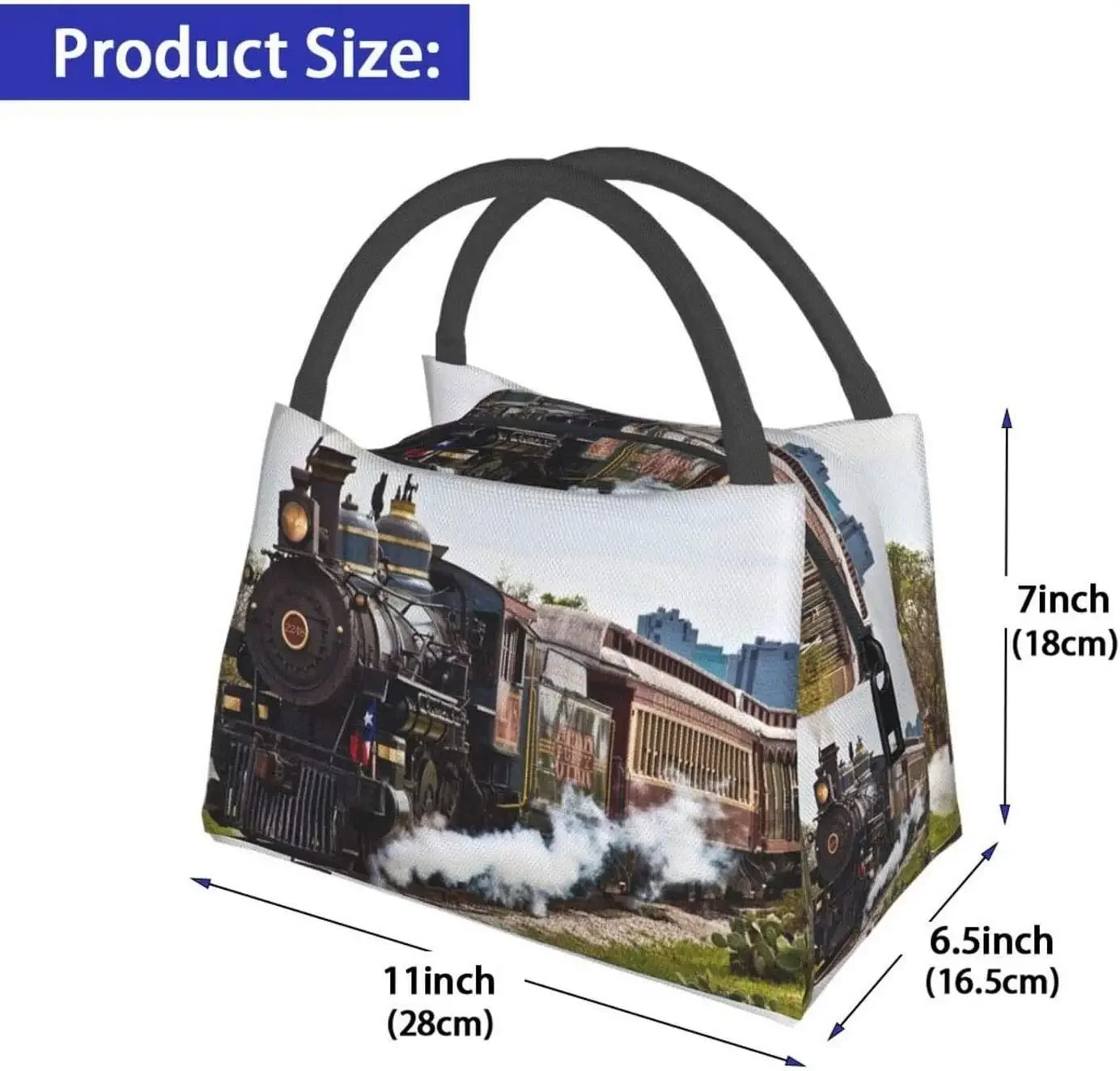 Portable Insulated Lunch Bag Train Waterproof Tote Bento Bag for Office School Hiking Beach Picnic Fishing