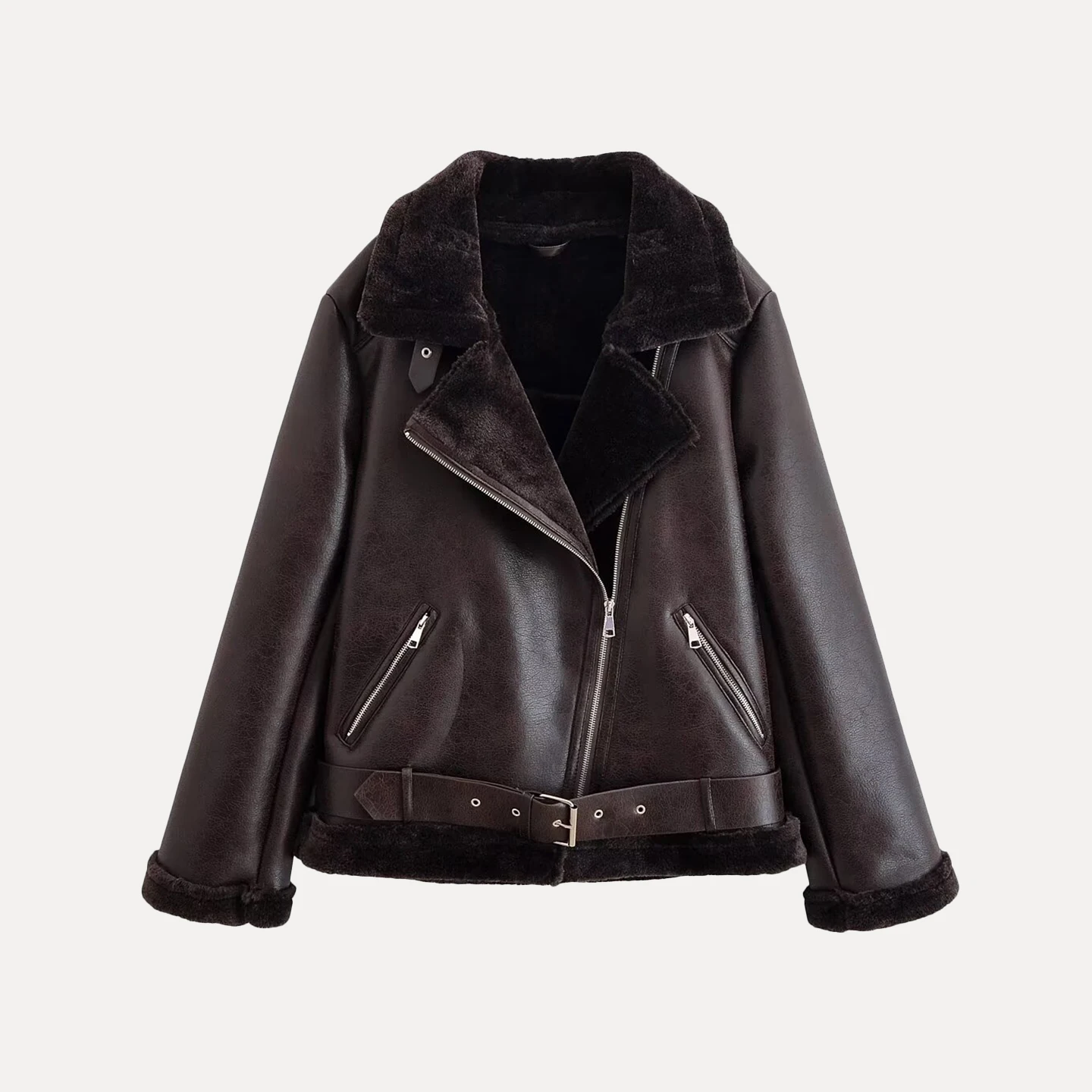 Ele Casual Motorcycle Jaet Women's Faion Personali Autumn 2025 New Arrival Zipper Closure Leather Coat for Youth