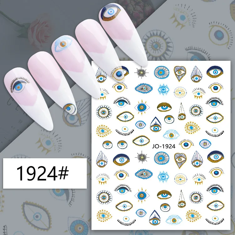 3D Simple Eye Series Nail Art Stickers Halloween Blue Evil Eye Decal Foil Design Manicure Decoration Accessories Nail Tips