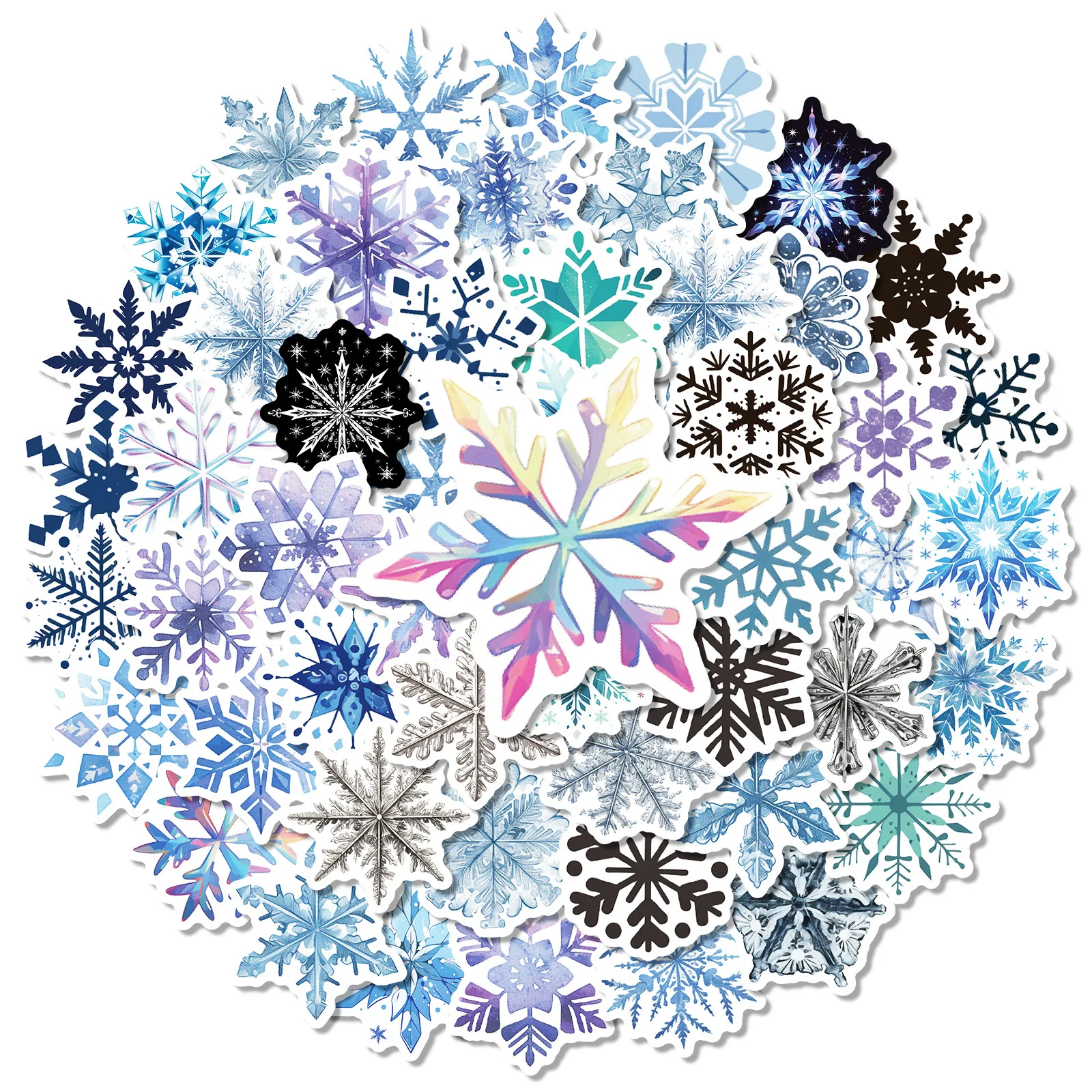 Inverno Flocos De Neve Decorar Adesivos, Desenhos Animados Graffiti Decalques, DIY Estética, Laptop, Telefone, Carro, Bicicleta, Crianças Brinquedo, 10 Pcs, 30 Pcs, 50Pcs