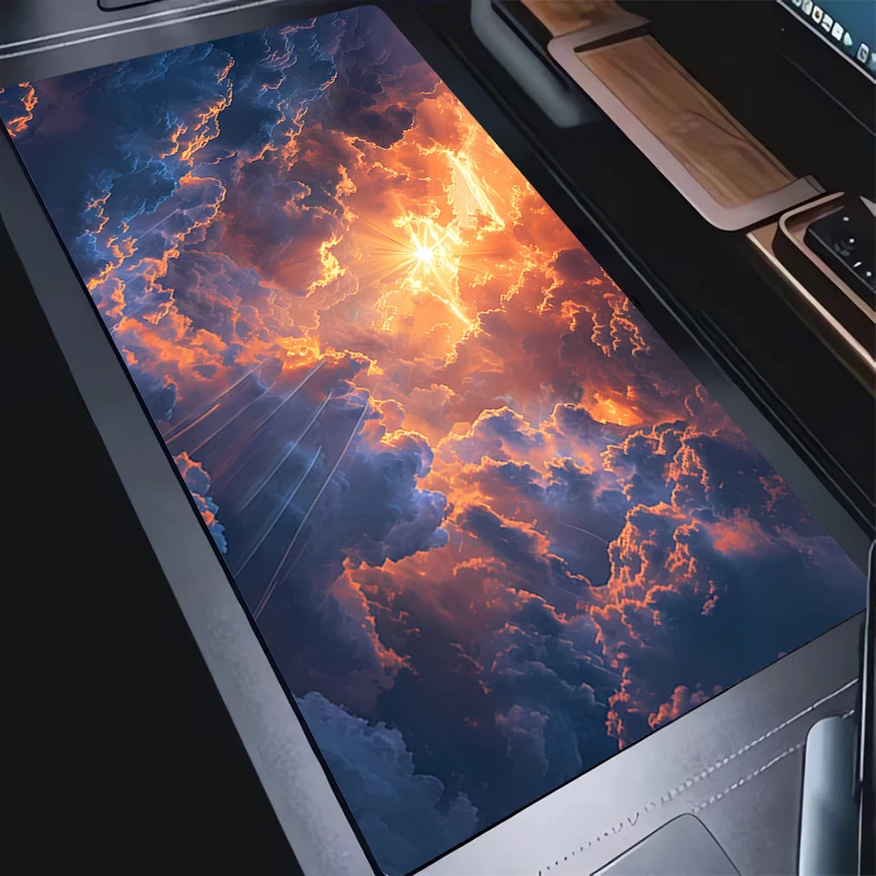 

1Pcs Mouse Pad Extended Gaming Mousepad HD Print Sky Clouds Desktop Mat With Stitched Non-Slip Rubber Base Cartoon Keyboard Pad