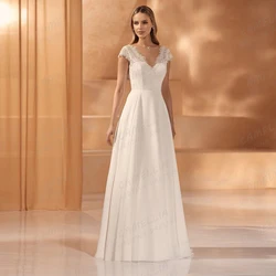Classic 2025 Wedding Dresses A Line Sexy Appliques V Neck Women's Bridal Gowns Backless Bohemia Formal Chiffon Veatidos De Noche