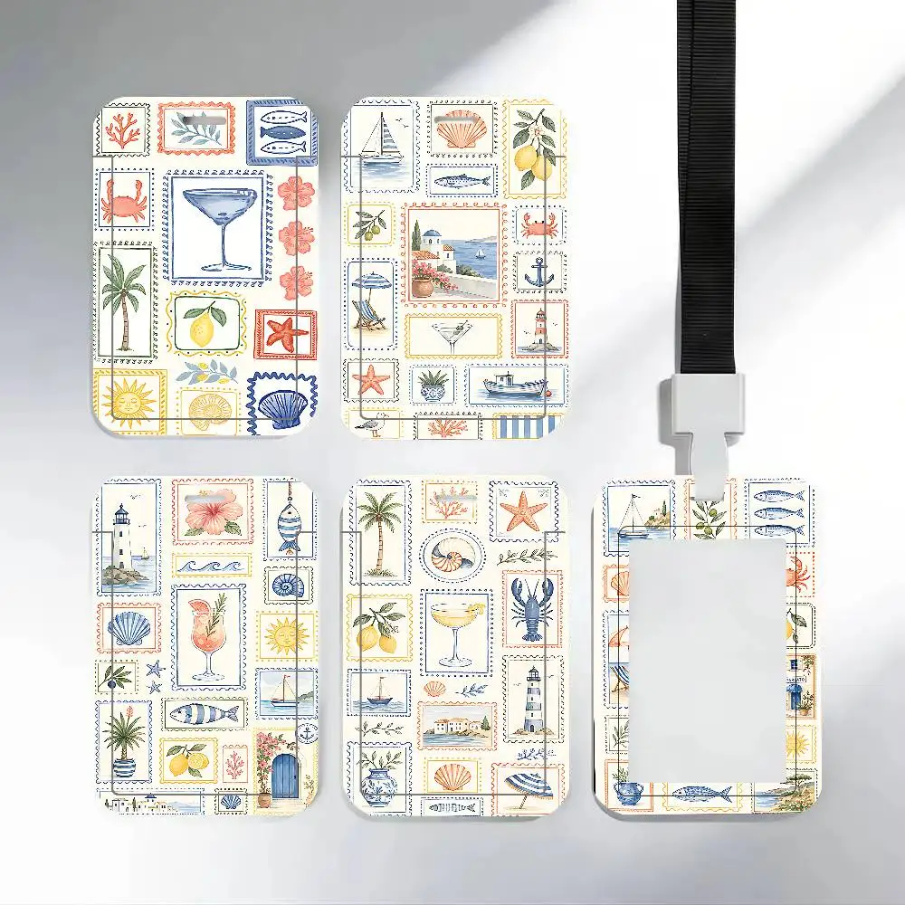 Element Patchwork Graphic Streetwear ID Card Holder Badge Holder PVC Card Cover With Clear Window For Student Office Bus Card