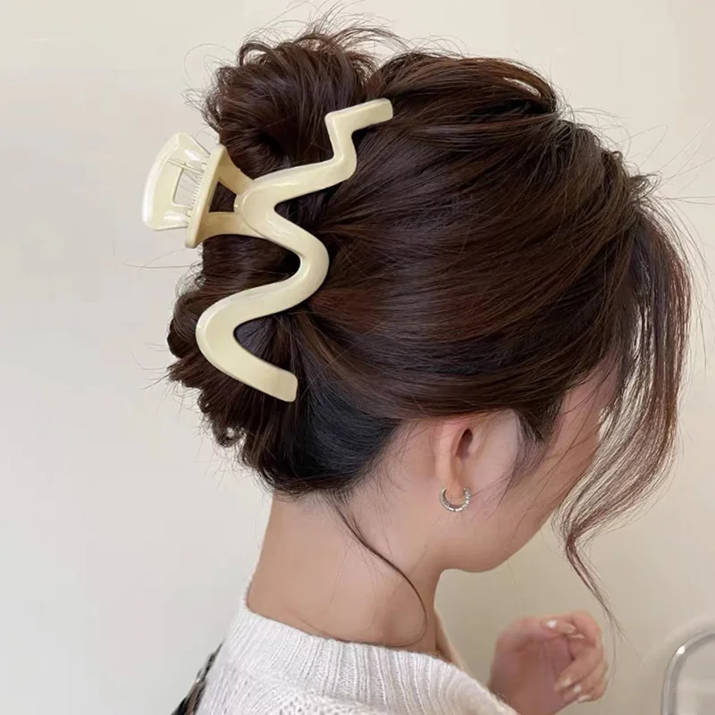 Pinzas para el pelo de onda grande para mujer, horquilla acrílica, pinza para el pelo, accesorios para el cabello, sombreros de moda para niñas, 4 colores, 12,5 cm