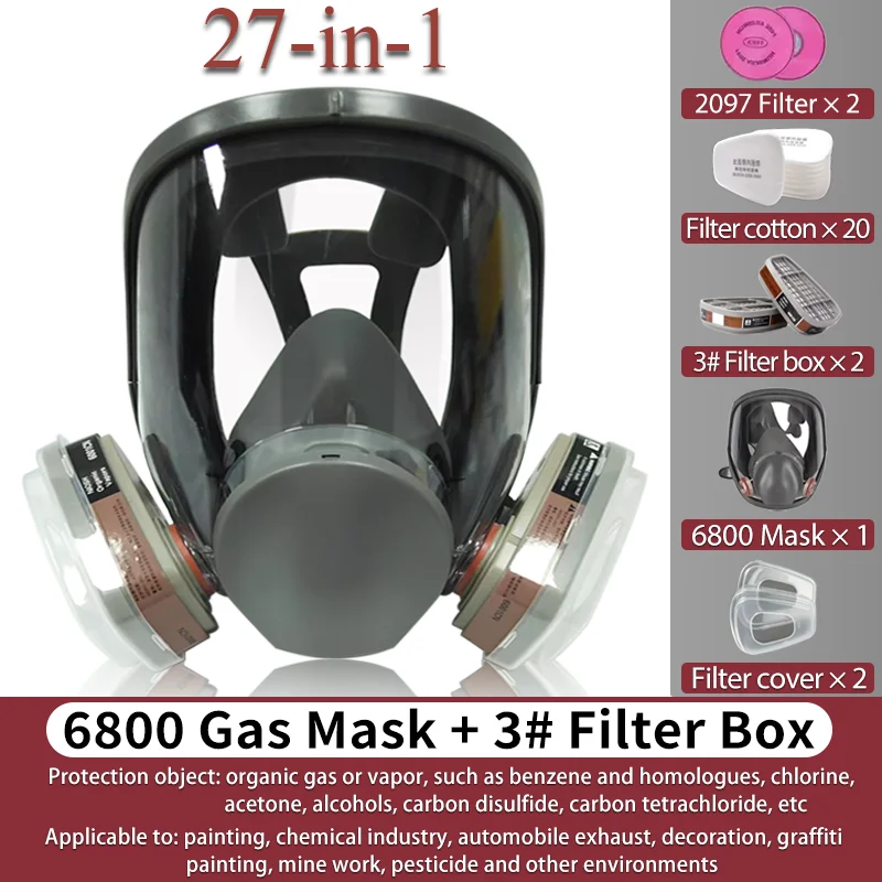2097 Filter 6800 Gas Mask Full Face Cover - For Paint Spraying Dust, Organic Vapors and Industrial Odor Defense