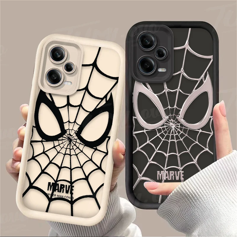 Marvel Spider Man Grid Phone Case for Xiaomi Redmi Note 13 12 11 Pro Plus 12S 11S 10S 10 9 9S 8 12C 13C Soft Silicone Back Capa