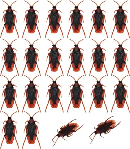 20pcs Fake Roaches Plastic Cockroach Bug Joke Toys Realistic Roaches Plastic Bugs Gift for Halloween Kids Party Creepy Decor