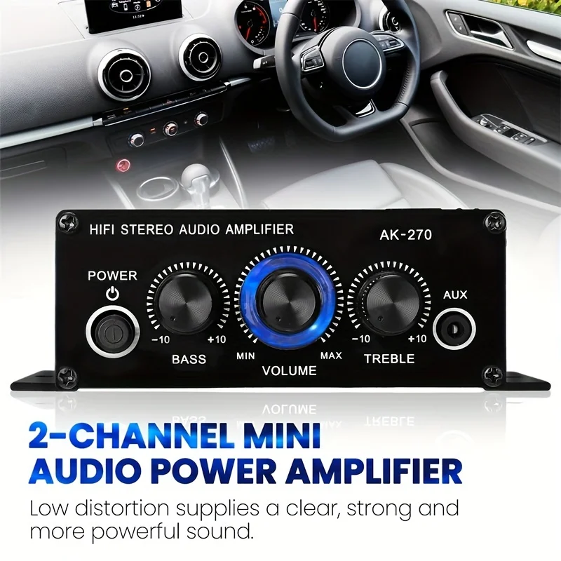 40W Mini Power Amplifier: Get Crystal Clear Audio With 2. 0 Stereo Sound For Home/Car Theater System