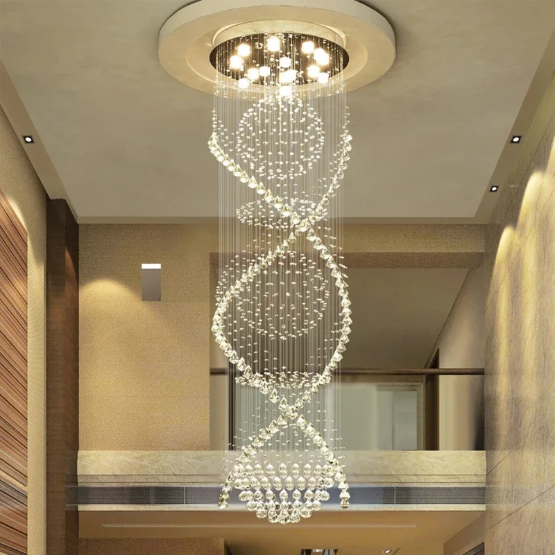 KERWIN Modern Crystal Pendant Hanging Lamp LED Creative Luxury Chandelier Lights for Home Living Room Villa Staircase