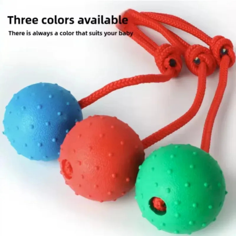 

Indestructible Dog Ball for Aggressive Chewers Heavy Duty Solid Rubber Chew Toy with Rope Tug of War Puppy Training