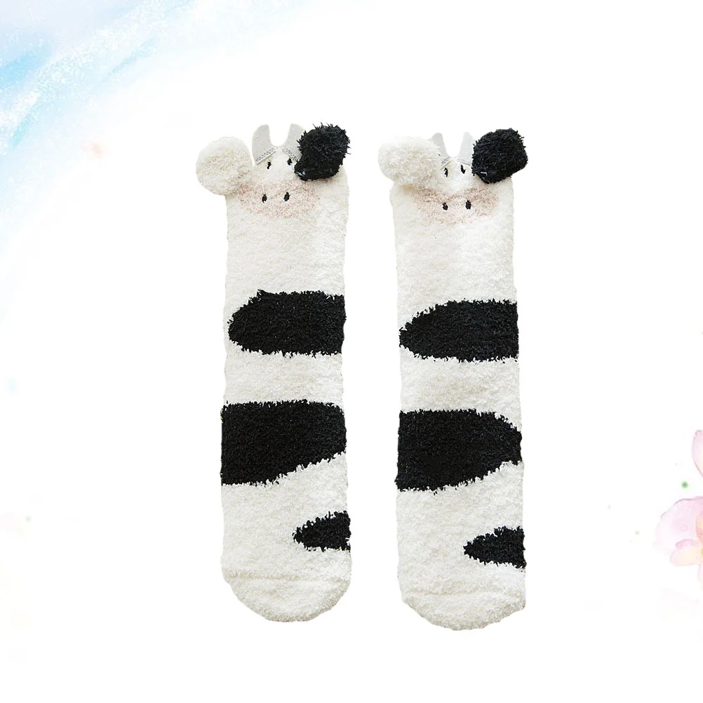 

Coral Fleece Socks Woman Wamer at Home Stylish Thicken Fashion Stockings Floor Middle Tube Winter Miss