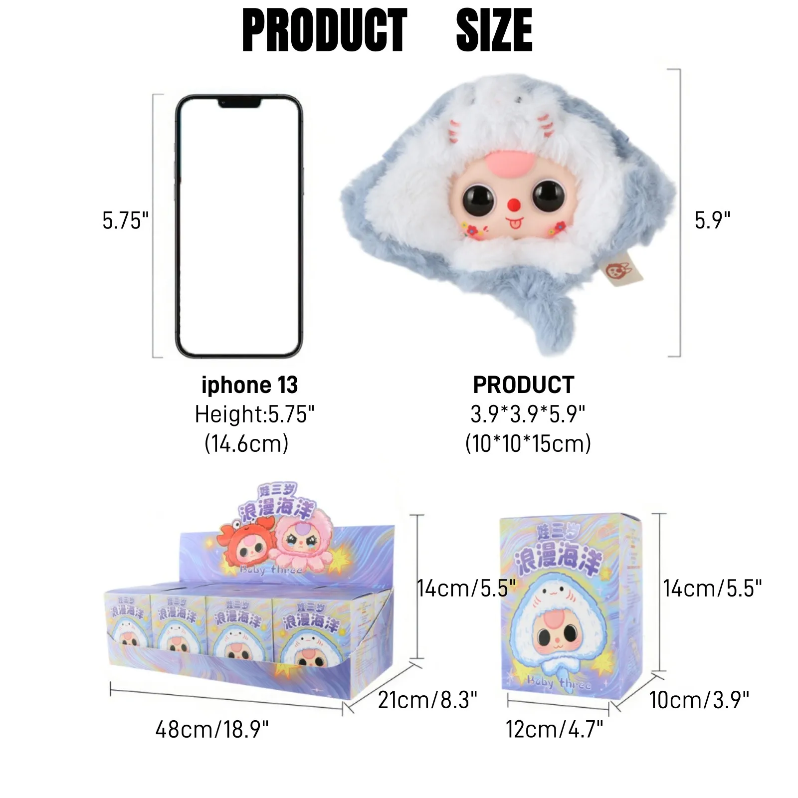

Baby Three Plush Doll Blind Box Figure,5'' Cute Stuffed Animal Blind Plush Mystery Box,Mystery Collectible Charm Keychains Birt