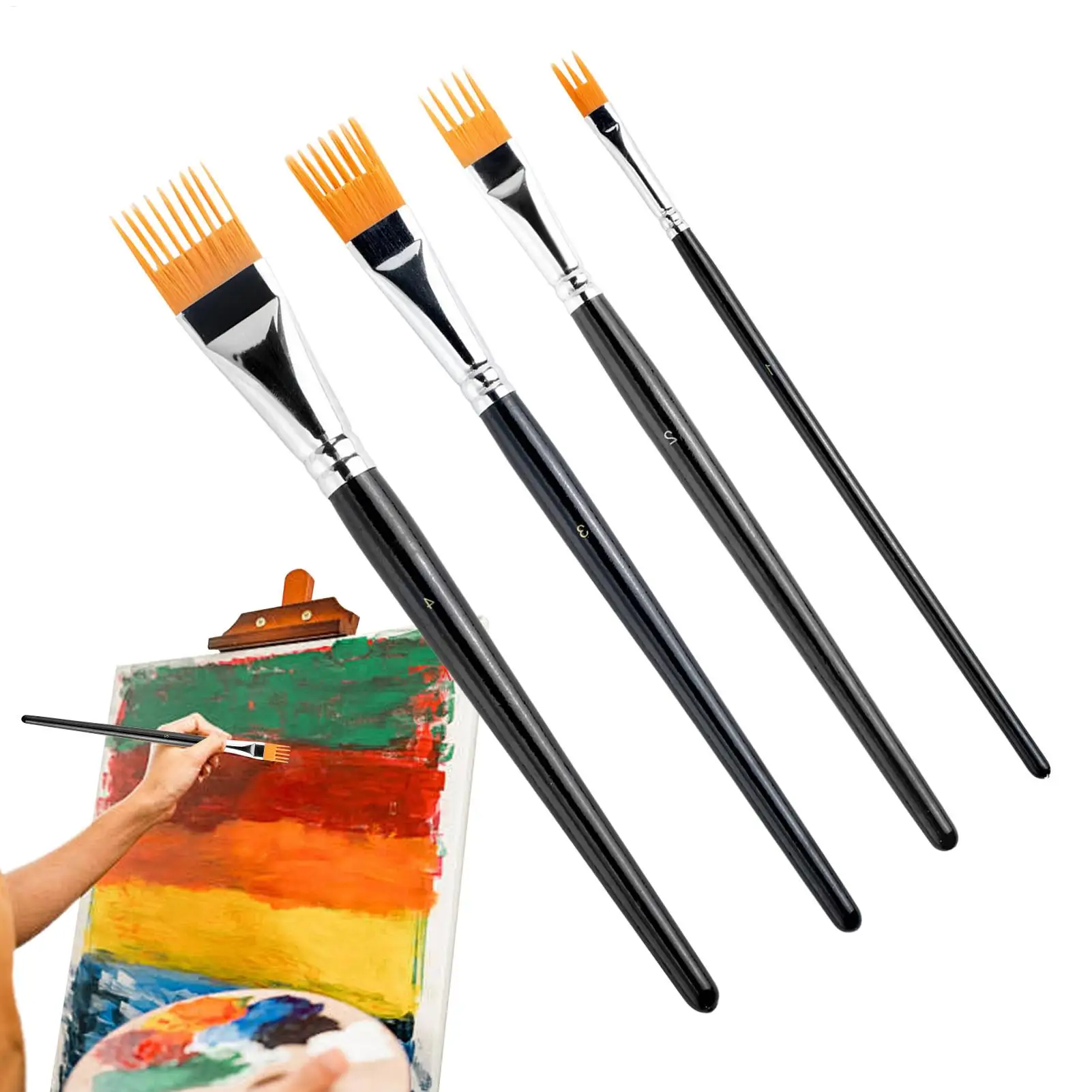 

Paint Brushes Ergonomic Handle 4piece Tools Pen Paint Brush Set for Acrylic Painting for Kids Classroom Coloring Adults Craft