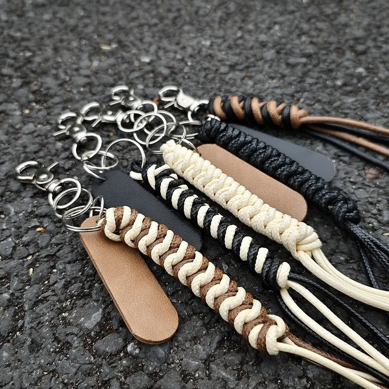 American Retro Long Woven Rope Creative Keychain Waist Hanging Decoration Bag Pendant Fashionable And Practical Accessories