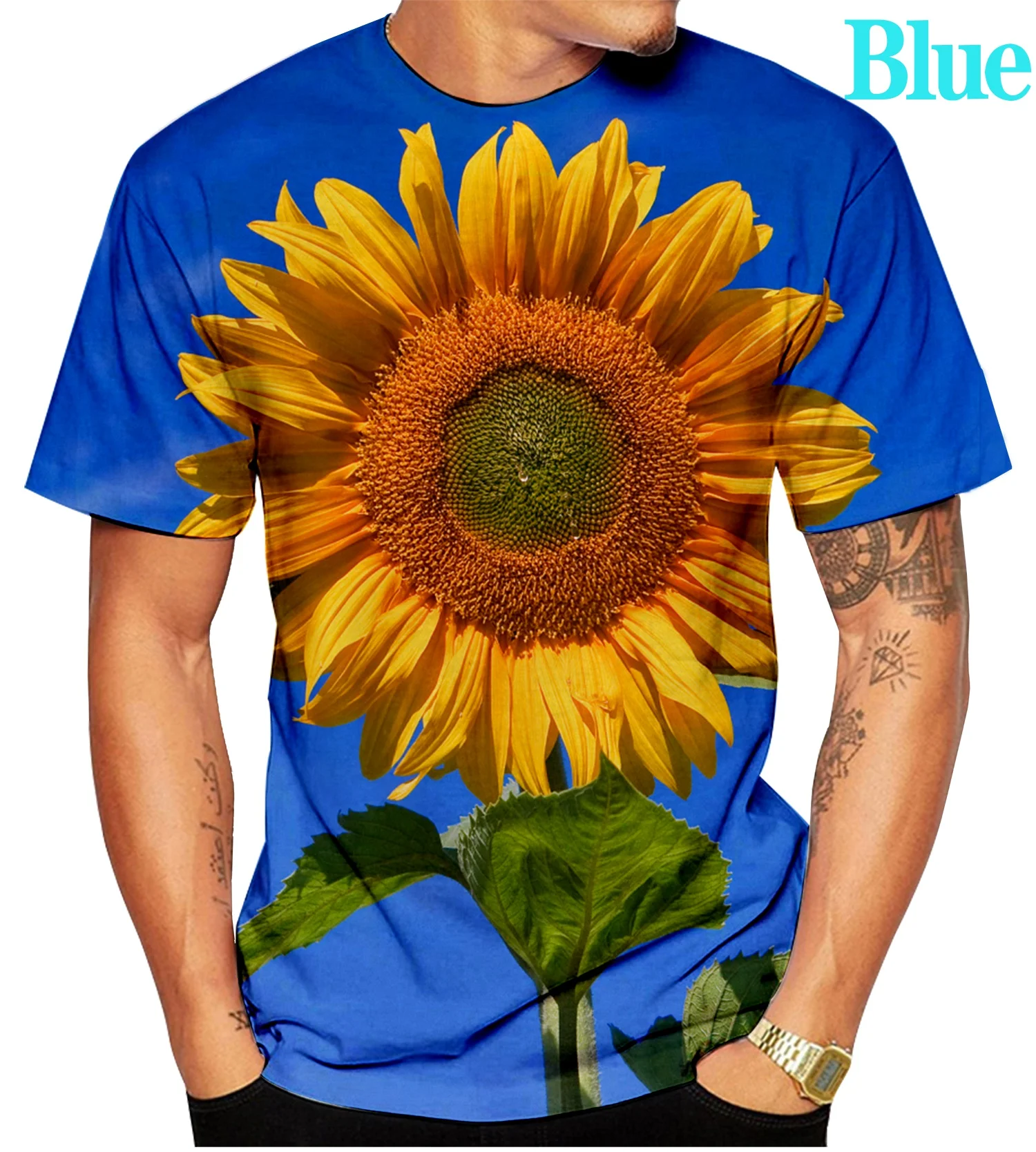 New 2022 Summer Children 3D T-Shirt Sunflower Print Boys Girl Short Sleeve T Shirt Kids Casual Birthday Party Gift Clothes Tops