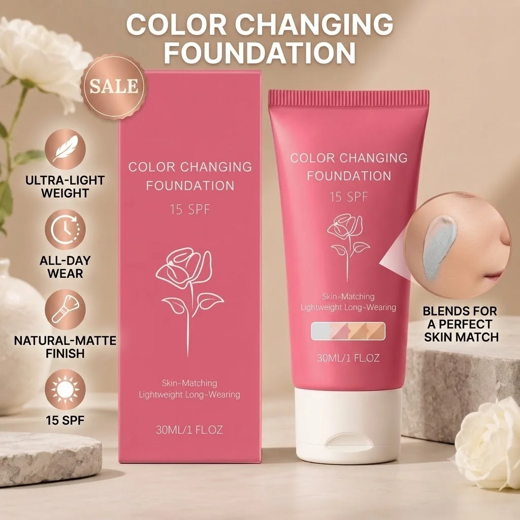 Color Changing Liquid Foundation SPF 15 30ml Smooth Sun Protection Tone Adjusting Concealer Base Cream For Dry Sensitive Skin
