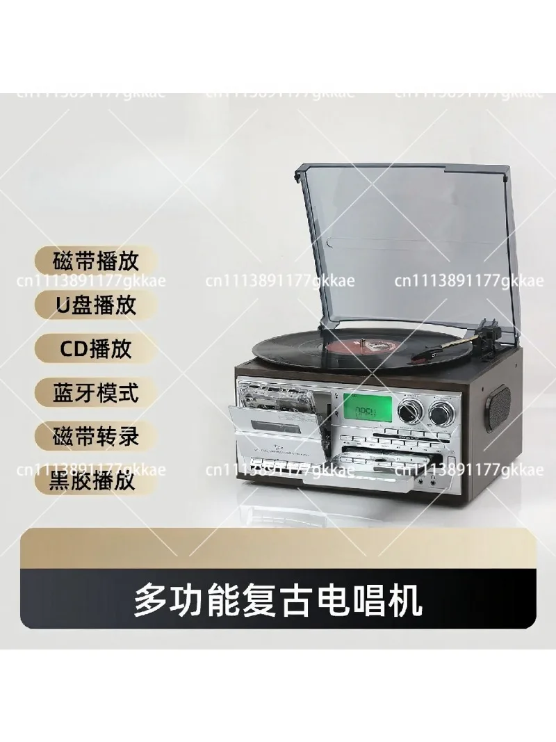 Vintage 3-Speed Turntable Vinyl Record Player with USB Recording Classic Retro Phonograph
