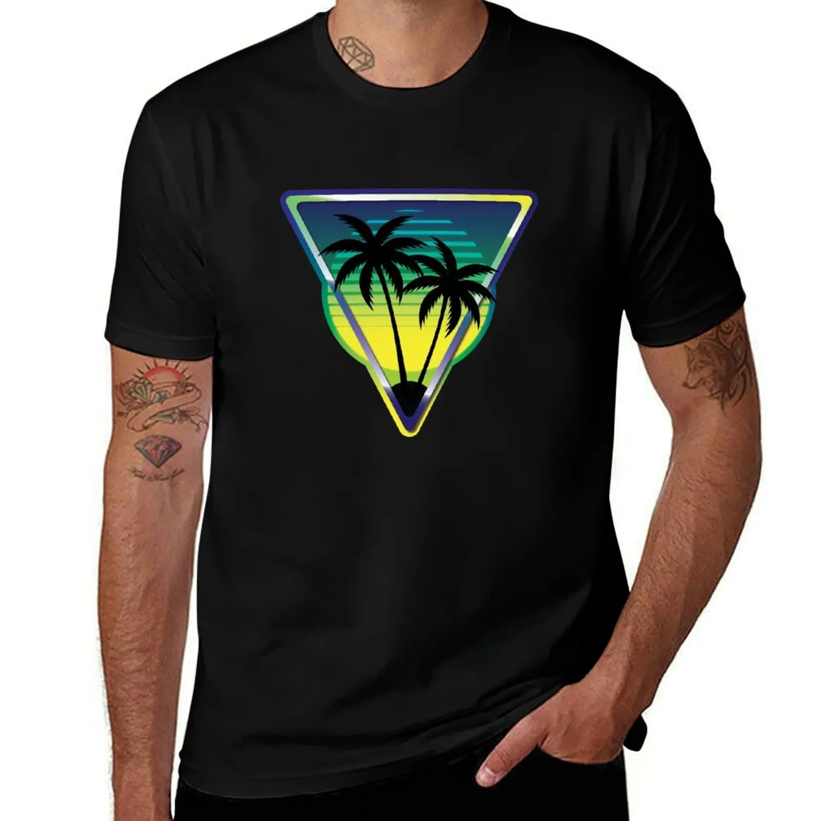 

Blue Vaporwave Island T-Shirt anime tshirt t shirts for man cotton funny t shirts for man cotton soft T-Shirt