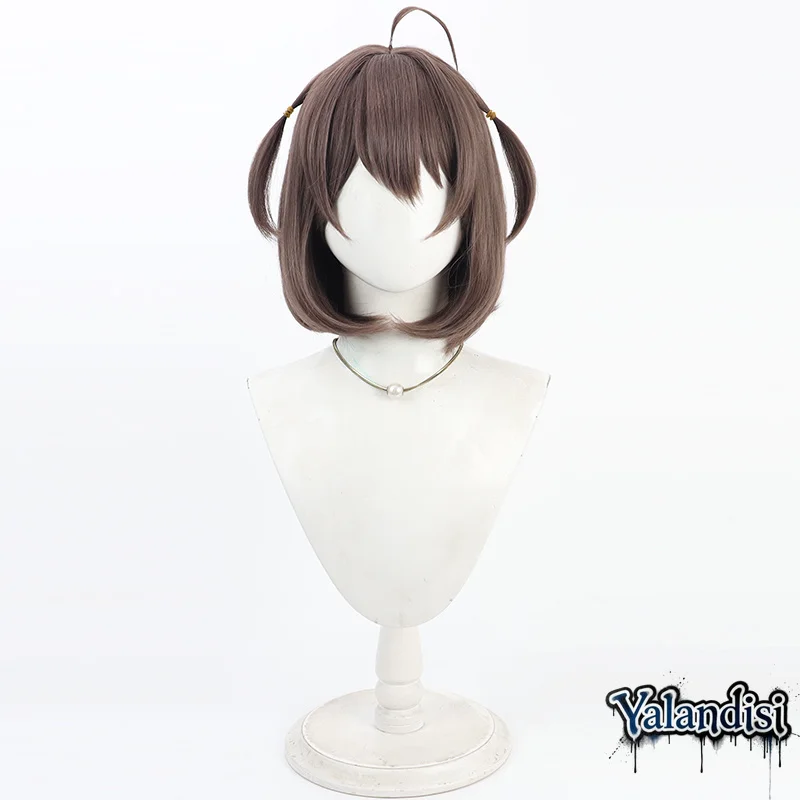 Yalandisi& Natsuiro Matsuri Cosplay Wigs Virtual YouTuber Natsuiro Matsuri 30cm Short Brown Bobo Synthetic Hair Heat Resistant