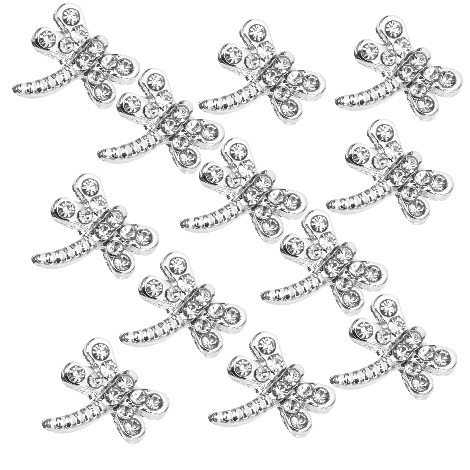 20 Pcs Alloy Nail Decorations Gold Tooth Gem Manicure Charms Rhinestones Bright Handcraft 3D Dragonfly for Acrylic