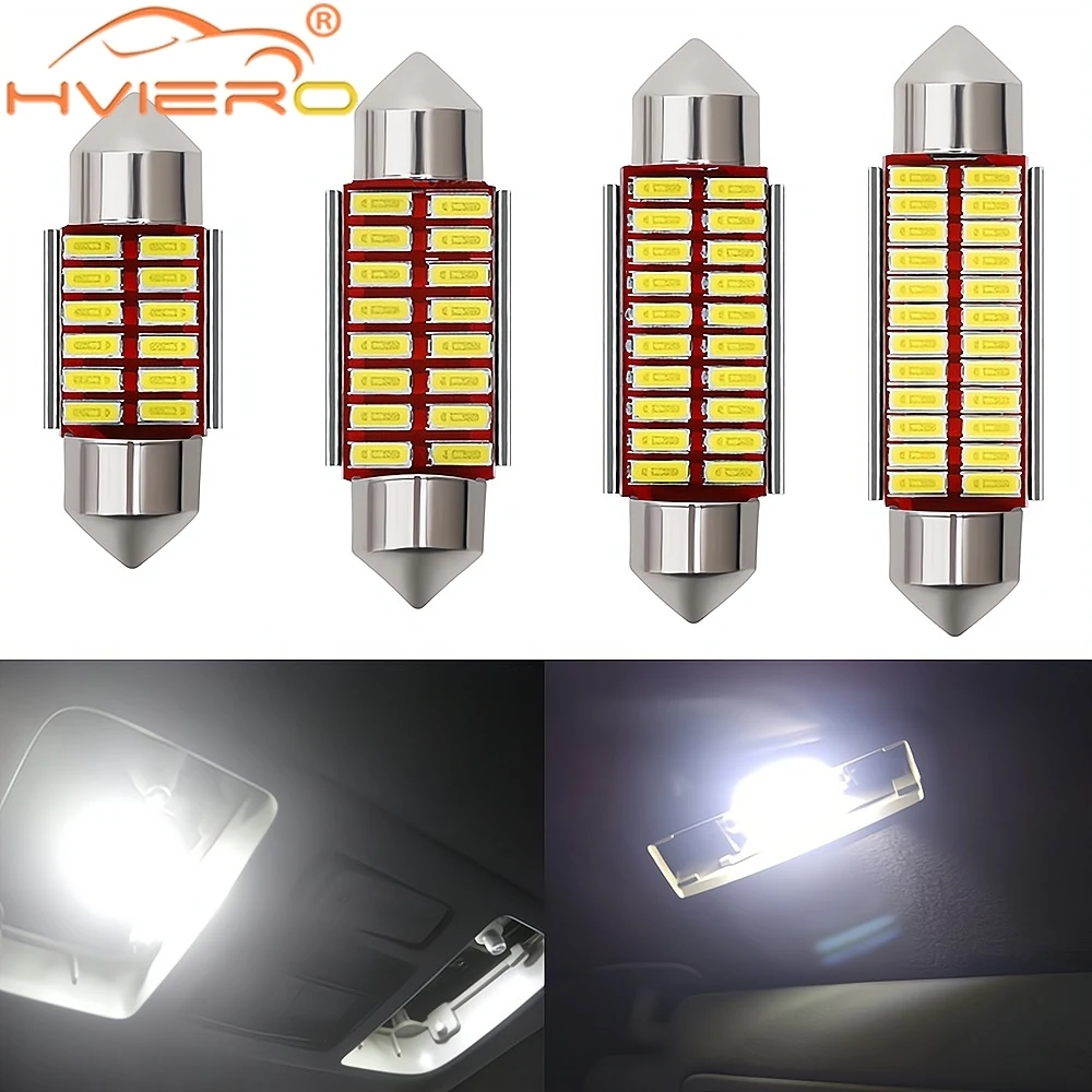 4PCS C5W Led C10W Car LED 4014 SMD 12/16/20/24Leds Festoon Light Interior 31mm 36mm 39mm 41mm Doom Lamp Reading 12V Modification