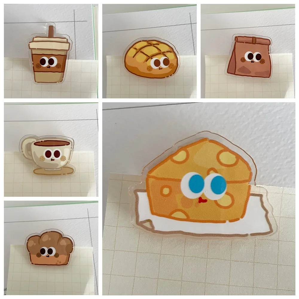 Office Supplies Bread Cute PP Clip Decorative Paperclip Cartoon Memo Clip Acrylic Double Sided Acrylic Paper Clip Kids