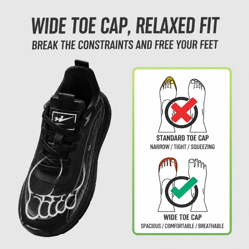 ダブルスター メンズ ワイドフィットスニーカー 幅広つま先 - Wide Toe Box Running Sneakers のレビューと価格