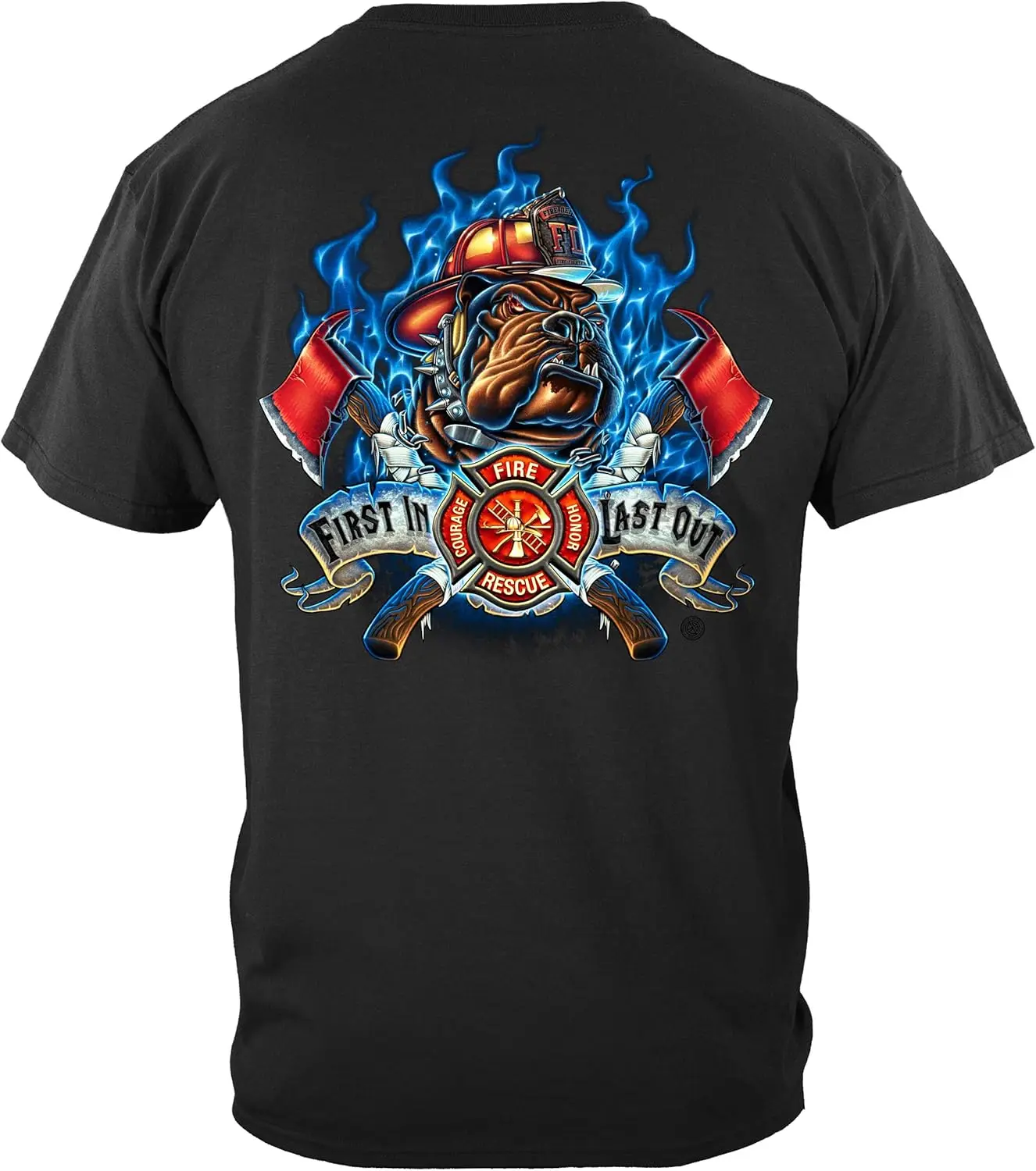 Firefighter TShirt - department Fire dog First in Last out T Shirt gift for men